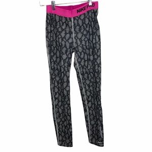 Nike Pro Printed Leggings Hot Pink Trim